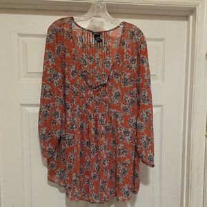 ❣️Torrid Floral Blouse - Orange and Black